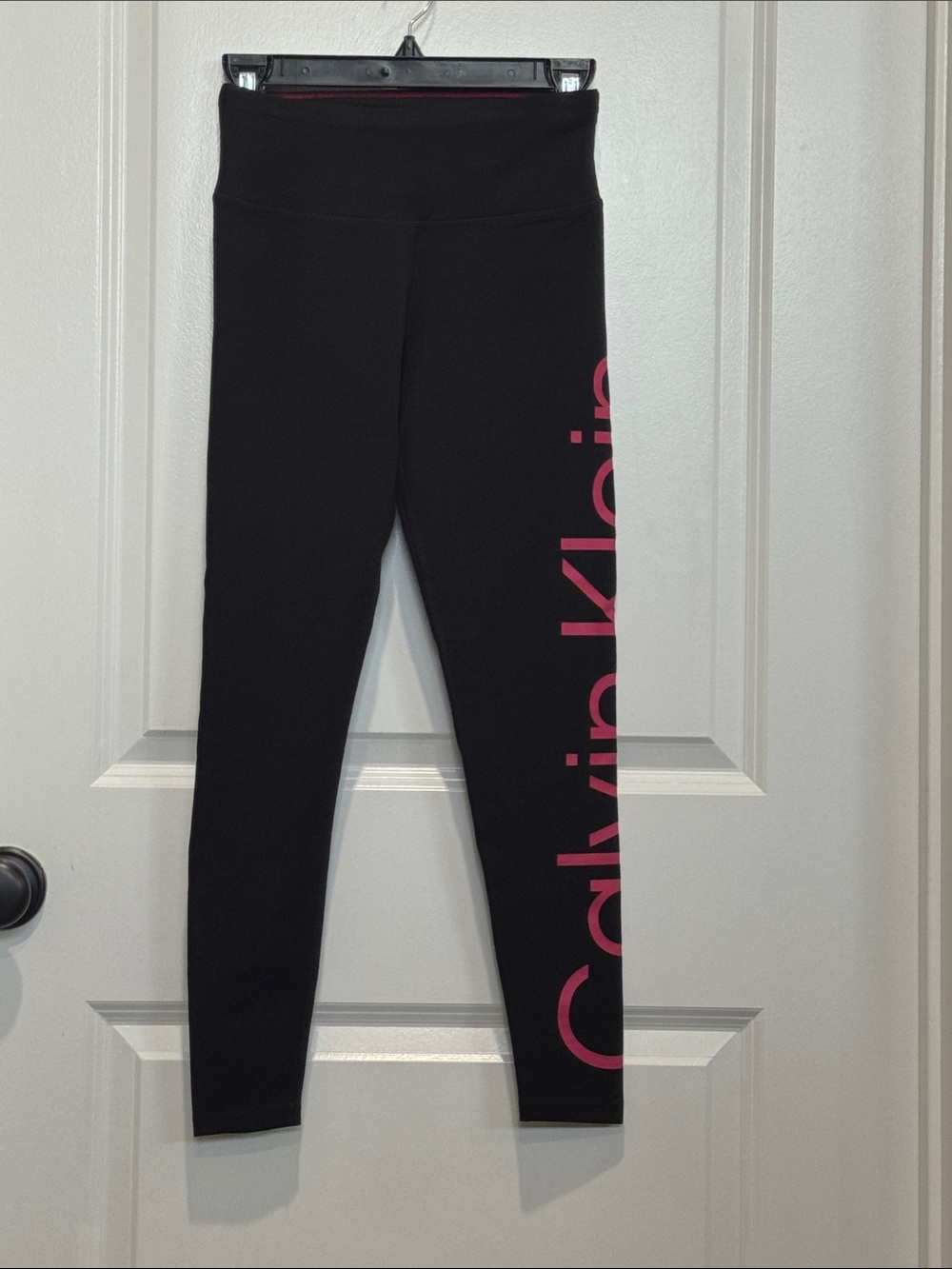 Calvin Klein Black Leggings with Pink Side Logo